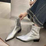 Dodobye 2025   Women Ankle Boots Genuine Leather Zipper Chunky heel Pointed toe Autumn Winter Boots High Heels Shoes Size