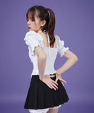 Dodobye Angel Girl Lace Up Corset Frill Blouse