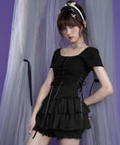 Dodobye Black Lady Tiered Short Skirt