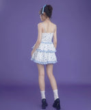 Dodobye Blue Girl Rose Tiered Dress