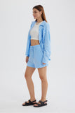 Dodobye Long Sleeve Solid Color Shirt Shorts Set