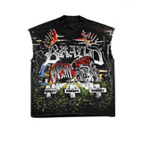 Dodobye 90s Streetwear Y2K Fashion Personality Breathable Graffiti Sleeveless Summer Unique Vest Hip Hop Trend Punk Goth Street Super Cool Loose Tshirt