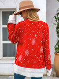 christmas outfit Dodobye Casual Loose Long Sleeves Printed Round-Neck Sweater Tops