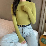 Black Friday Dodobye Knitted Solid Slim Turtleneck Women Casual Simple Elastic Thin Pullover Sweaters Lady Korean Autumn Chic Daily Basic Knitwear