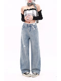 Dodobye Women's Y2k Baggy Bow Jeans Harajuku Oversize Denim Trousers Streetwear Vintage Japanese 2000s Style Jean Pants Trashy Clothes