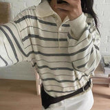 christmas outfit Dodobye Vintage 90s Polo Collar Striped Sweatshirt