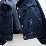 Dodobye Vintage Women Jacket 2025 New Autumn Denim Jackets Long Sleeve Blue Jeans Coat Turn-down Collar Outwear Bomber Jacket