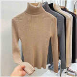 Black Friday Dodobye Zoki Winter Warm Turtleneck Sweater Women Solid Simple Basic Thick Velvet Knitted Pullover Korean Elegant Slim All Match Jumper