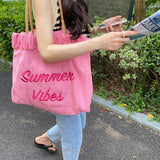 Dodobye Summer Vibes Letter Print Tote Bag