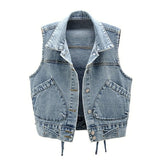 Dodobye 2025 Short Denim Vest Women Solid V-Neck Sleeveless Female Jacket Fashion Casual Spring Autumn Jeans Waistcoat Ladies