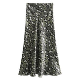 Dodobye 2024 Summer Woman Leopard Print Skirt Vintage High Waist Loose Midi Skirts Chic Elegant Casual Streetwear Women's Skirt