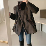 thanksgiving outfit Dodobye ChicWinter New Lapel Thickened Jacket Women's Fashion Sensibility Unique Integrated Leather Jacket Versatile Thick Jacket