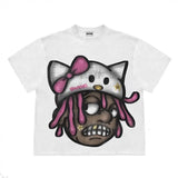 Dodobye Harajuku Gothic Cartoon Anime Pattern Printed Oversized T-shirt  Round Neck Cotton Short Sleeve Y2K Top Street Wear T-shirt