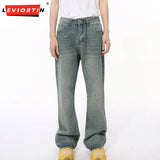 Dodobye Minimalist Men'S Jeans Vintage Casual Washed Worn-Out Menwear Boot Cut New Trendy Straight Leg Male Denim Pants