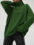 christmas outfit Dodobye Long Sleeves Loose Solid Color High Neck Knitwear Pullovers Sweater Tops