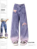 Dodobye Women's Purple Jeans 90s Aesthetic Baggy High Waist Denim Trousers 2000s Korean Y2k Vintage Wide Leg Cowboy Pants Clothes 2025