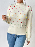 christmas outfit Dodobye Long Sleeves Loose Pompom Triming Round-Neck Knitwear Pullovers Sweater Tops