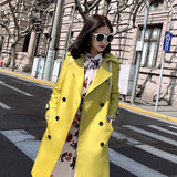 Dodobye 2025 Autumn Long Casual Woman Double Breasted Trench Coat Loose With Belt Overcoat Waterproof Raincoat Business Outerwear R691