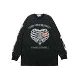 christmas outfit Dodobye Loose Long-sleeved Retro Distressed Skull Love Print Sweatshirt