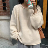 Black Friday Dodobye Casual Knitted Solid O-neck Sweater Women Korean Loose Simple Pullover Sweaters Female Autumn Chic Elegant Soft Daily Streetwear