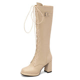 thanksgiving outfit Dodobye 2024 Womens Knee Boots 36.5cm Toe Platform 1.5cm Lace-up Size 32-48 Fashion S4277