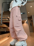 Dodobye Loose Women Cargo Pants Casual Pockets Pink Student Trousers Y2k Fall 90S Streetwear Female Pants New