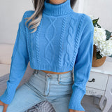 Dodobye Autumn Winter 2024 Crop Top Women Turtleneck Sweater Long Sleeve Casual Knitted Sweater