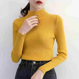 Dodobye Women Sweater Vintage Basic Solid Knitted Tops Casual Slim Pullover Korean Sweaters Simple Jumper Autumn Winter Mock Neck