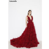 Dodobye Exquisite Mermaid Red Lace Party Dress Floral Embroidery Floor-Length Evening Dresses Multilayer vestidos de fiesta 2025-(PRE-ORDER)