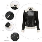 thanksgiving outfit Dodobye Autumn/Winter New Fleece-Lined Leather Women's Jacket European Style Warm Long Sleeve Lapel Casual Commuting Jacket