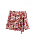 Dodobye Women Fashion With Knotted Totem Print Shorts Skirts Vintage High Waist Side Zipper Female Skirts Mujer