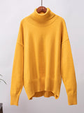 christmas outfit Dodobye Long Sleeves Loose Solid Color High Neck Knitwear Pullovers Sweater Tops