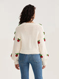 thanksgiving outfit Dodobye Women Knit Cardigan Long Sleeve Flowers Button Closure Fall Casual Jacket Sweater