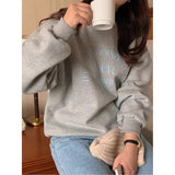 christmas outfit Dodobye Korean college style printed long-sleeved sweatshirt for women autumn and winter loose casual round neck gray top trendy y2k top