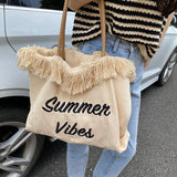 Dodobye Summer Vibes Letter Print Tote Bag