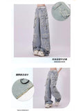 Dodobye Women's Light Blue Y2k Cargo Jeans Harajuku Denim Trousers Aesthetic Y2k Jean Pants Vintage Japanese 2000s Style Trashy Clothes