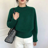 Black Friday Dodobye Autumn Cashmere Knitted Sweaters Women Winter Warm Casual Mock Neck Solid Jumpers Harajuku Loose Simple Pullovers Sweater New