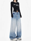 Dodobye Women Blue Y2k Jeans Harajuku Japanese 2000s Style Baggy Denim Trousers Vintage Aesthetic Ripped Jean Pants Trashy Clothes 2025