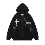 Dodobye Retro Trend Y2k Zipper Hoodie Harajuku Hip Hop Oversized Hooded Sweatshirt Men Women Street Punk Rock Jacket Coat Top Streetwear