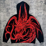 Dodobye Harajuku Oversized Gothic Dragon Print Hoodies Women Hoodie Streetwear Sweatshirt Y2k Tops Gothic Clothes Grunge Women Clothing