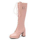 thanksgiving outfit Dodobye 2024 Womens Knee Boots 36.5cm Toe Platform 1.5cm Lace-up Size 32-48 Fashion S4277