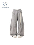 Dodobye Women's Grey Pants Baggy Aesthetic Oversize Pants Harajuku Sweatpants Japanese 2000s Style Y2k Vintage Trousers Trashy Clothes