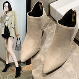 Dodobye Women's Ankle Boots 2025  Winter Fashion  Boots Green Pointed Sexy Thin Heel High Heels Casual Plus Size Side Zipper Shoes