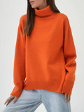 christmas outfit Dodobye Long Sleeves Loose Solid Color High Neck Knitwear Pullovers Sweater Tops