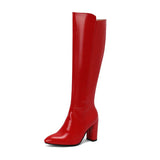 thanksgiving outfit Dodobye Brand Shiny Women Knee High Boots Pointed Toe Chunky Heels 9cm 47 48 Fashion Dating Party Booties