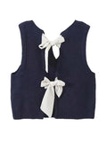 thanksgiving outfit Dodobye New Fashion Women Fall Knit Waistcoat Bow Tie Back Sweater Vest Slim Fit Tank Tops Streetwear Hot Sale S M L