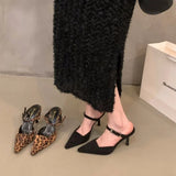 Dodobye New Leopard Slippers Shoes Women Slides Sandals Female Footwear Slingbacks Mules Ladies High Heels 2024 Sandals Pumps Shoes