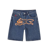 Dodobye Hip hop Fly Dog print denim shorts men wide leg loose retro jeans Y2k streetwear fashionable shorts Jorts summer new collection