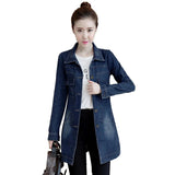 Dodobye 2025 New Autumn Winter Korean Denim Jacket Women Slim Long Base Coat Women's Frayed Navy Blue Casual Female Jeans Jackets Coats