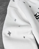 Dodobye 90s Streetwear Harajuku Fashion White Hoodies Letter Star Embroidery Pattern Loose Casual Long Sleeve Sweatshirt Men Clothing Versatile Hoodie